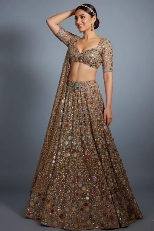 Tarun Tahiliani Multicoloured Embellished Lehenga Set