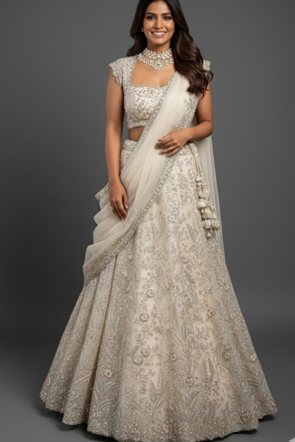 Anushree Reddy Ivory Embellished  Lehenga