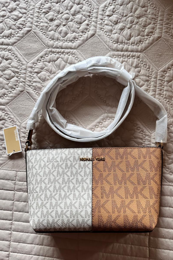 Michael Kors Jet Set Small Two-Tone Logo Crossbody Bag