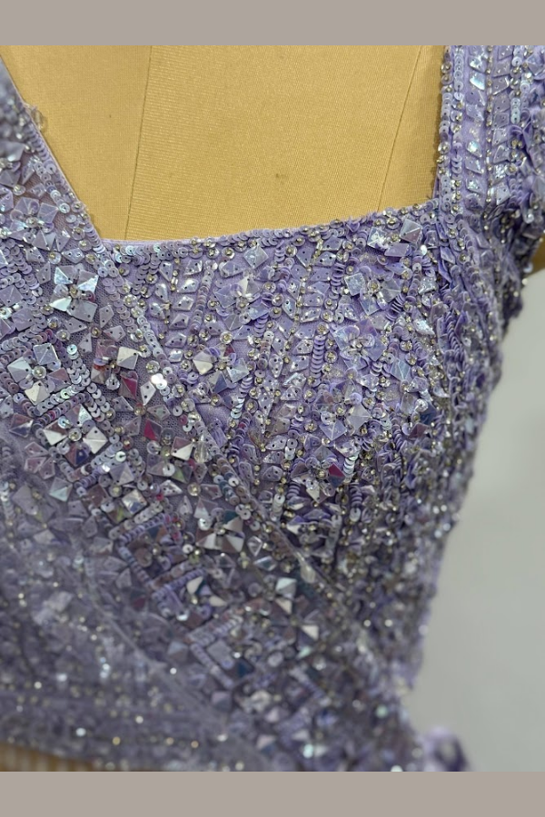 SEEMA GUJRAL PURPLE AND SILVER LEHENGA