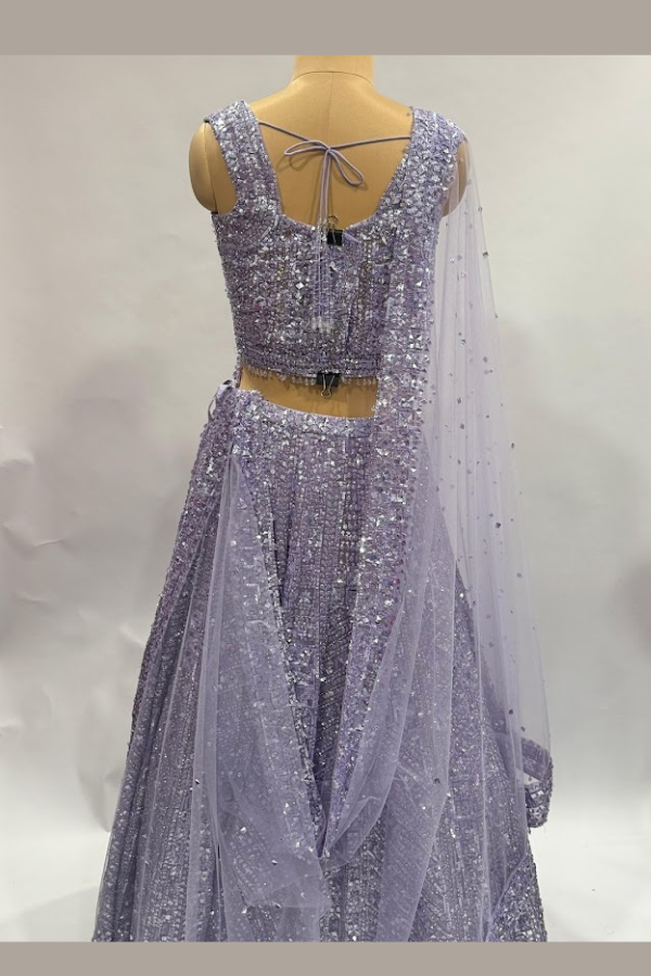 SEEMA GUJRAL PURPLE AND SILVER LEHENGA