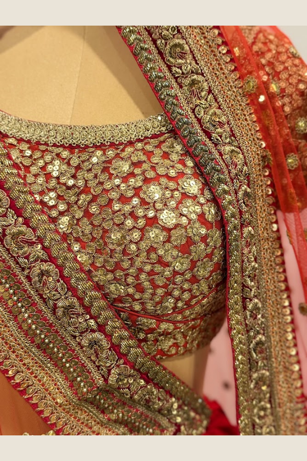SABYASACHI RED AND GOLD LEHENGA SET