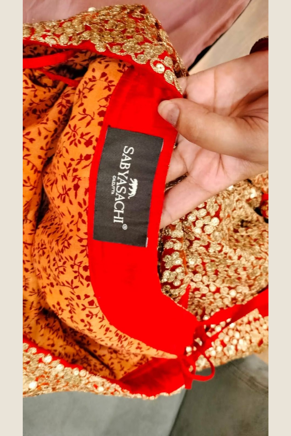 SABYASACHI RED AND GOLD LEHENGA SET
