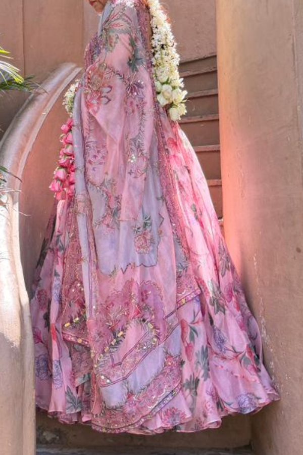 Mahima Mahajan Blush Pink Floral Anarkali