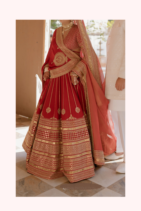 Sabyasachi Red Bridal Meera Lehenga Set