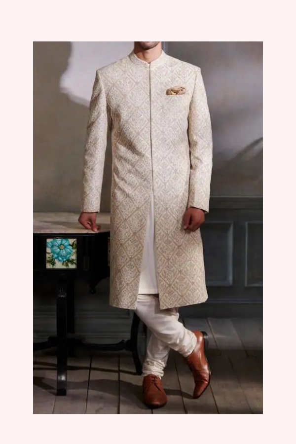Anita Dongre Ivory Embroidered Sherwani Set
