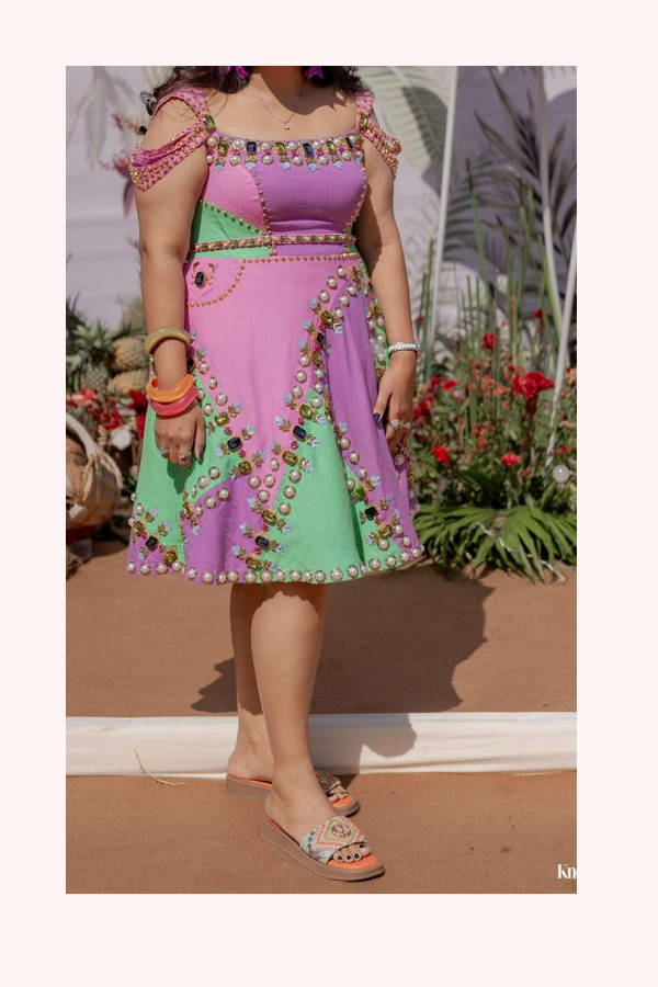 Papa Don’t Preach Pastel Embellished Skater Dress