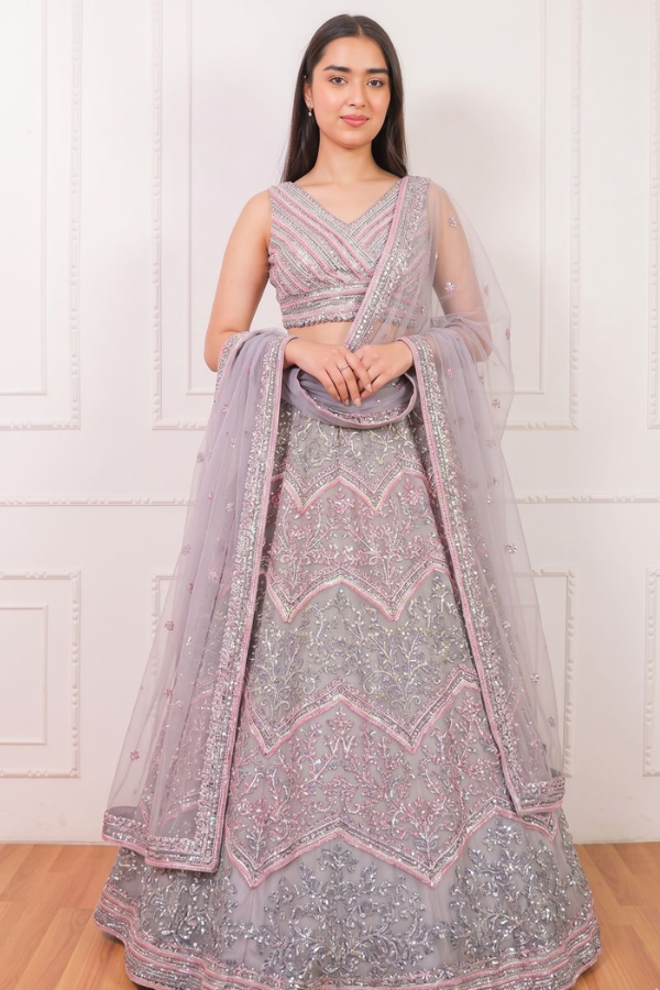 Rose tinted Shimmer lehenga set