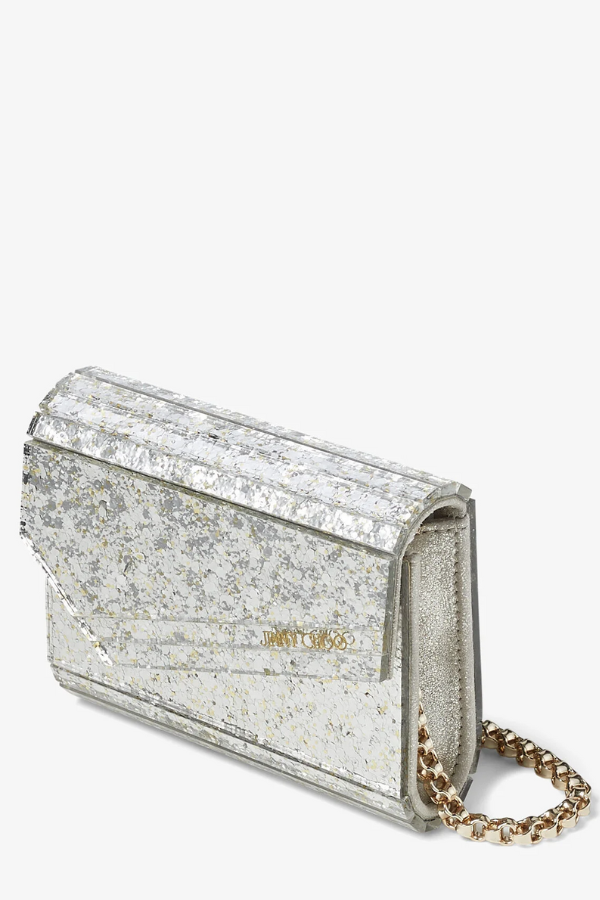 Jimmy Choo Champagne Coarse Glitter Acrylic Mini Clutch Bag