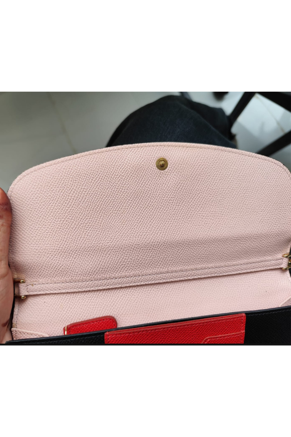 Dolce & Gabbana Black Leather DG Logo Chain Clutch