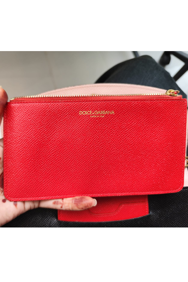 Dolce & Gabbana Black Leather DG Logo Chain Clutch