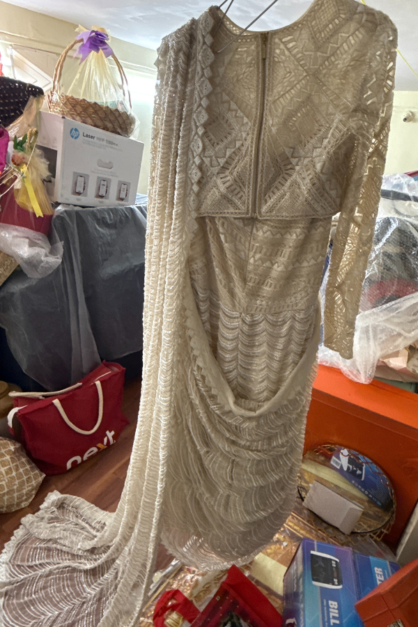 Ritika Mirchandani Ivory Embellished Lehenga Saree Set