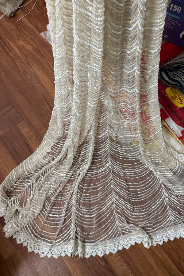 Ritika Mirchandani Ivory Embellished Lehenga Saree Set