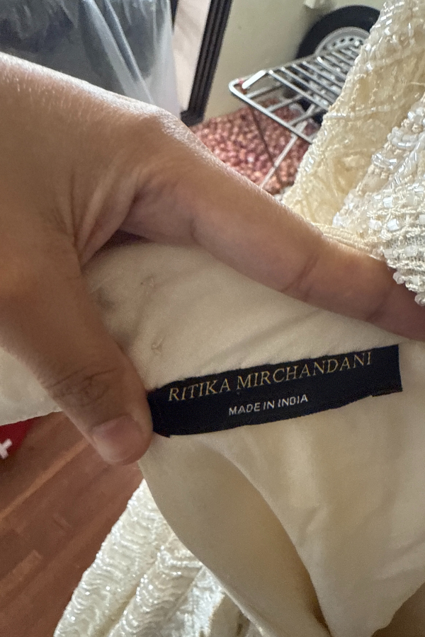 Ritika Mirchandani Ivory Embellished Lehenga Saree Set