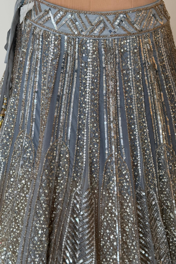 Angad Singh Steel Grey Sequins Set