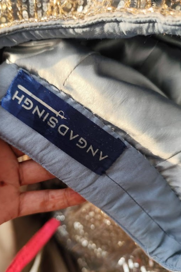 Angad Singh Steel Grey Sequins Set