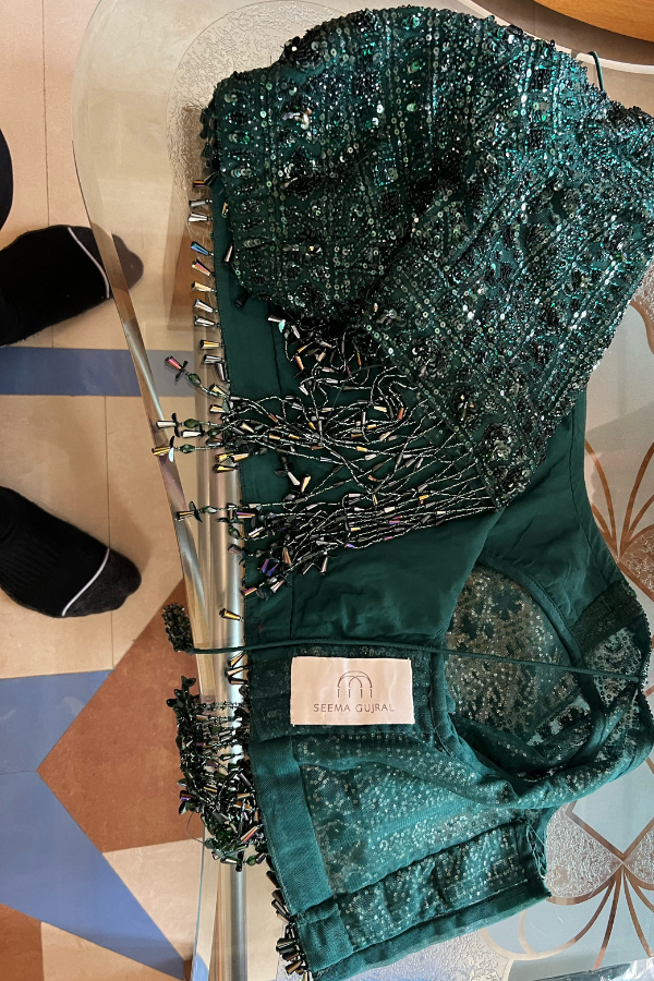 Seema Gujral Emerald Green Lehenga Set