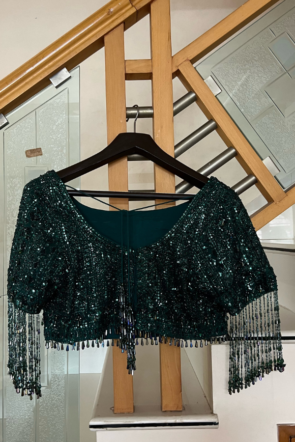 Seema Gujral Emerald Green Lehenga Set