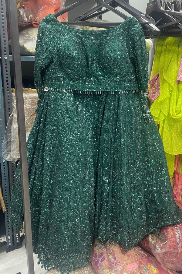 Seema Gujral Emerald Green Lehenga Set