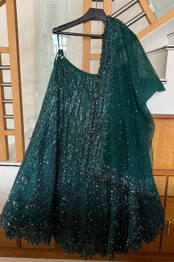 Seema Gujral Emerald Green Lehenga Set