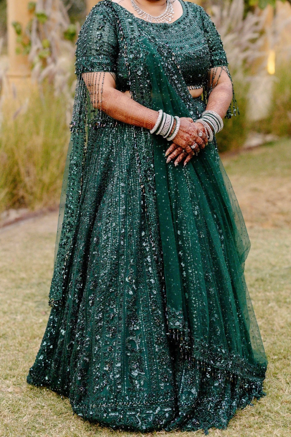 Seema Gujral Emerald Green Lehenga Set