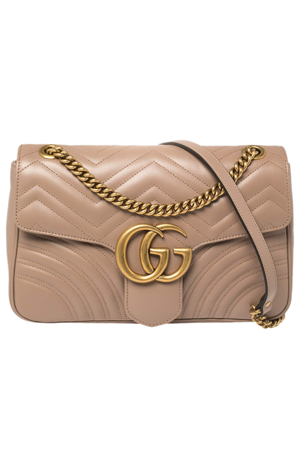 Gucci Nude Pink Matelasse Leather Medium GG Marmont Shoulder Bag