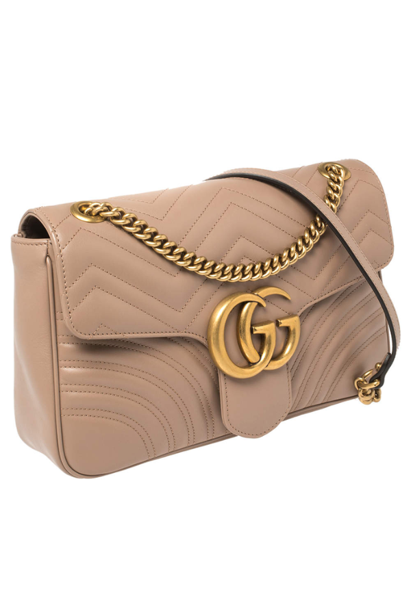 Gucci Nude Pink Matelasse Leather Medium GG Marmont Shoulder Bag