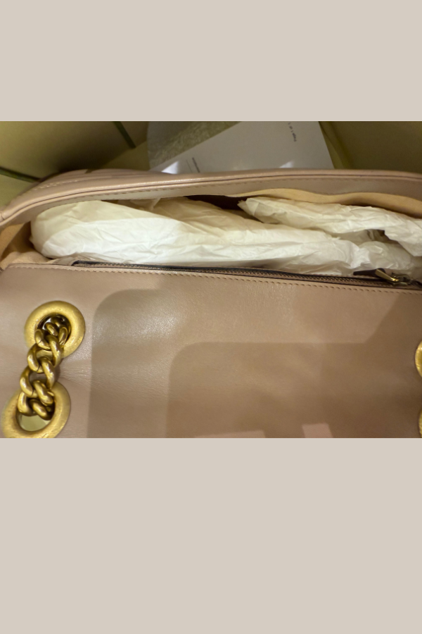 Gucci Nude Pink Matelasse Leather Medium GG Marmont Shoulder Bag