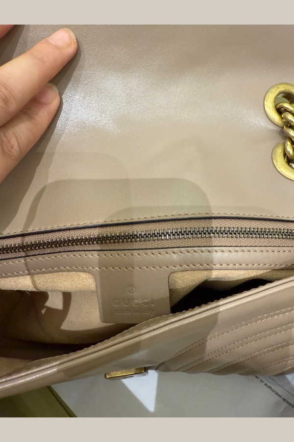 Gucci Nude Pink Matelasse Leather Medium GG Marmont Shoulder Bag