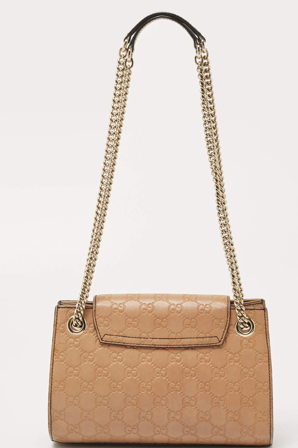 Gucci Beige Guccissima Leather Small Emily Chain Shoulder Bag
