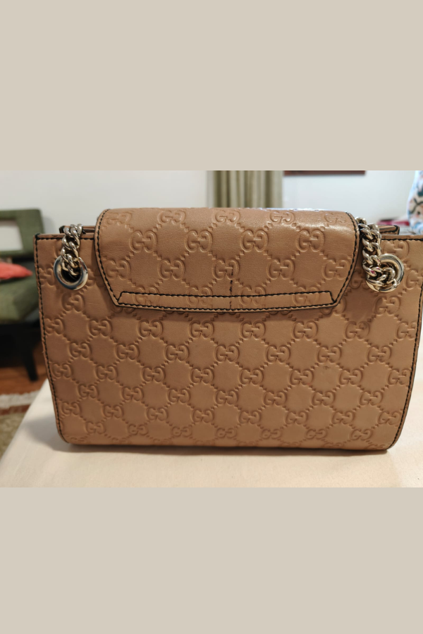 Gucci Beige Guccissima Leather Small Emily Chain Shoulder Bag