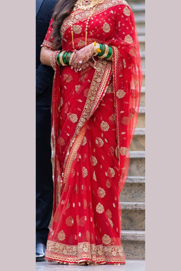 Sabyasachi Red Embroidered Saree