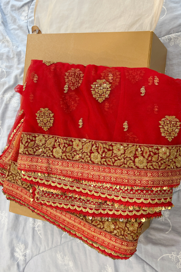 Sabyasachi Red Embroidered Saree