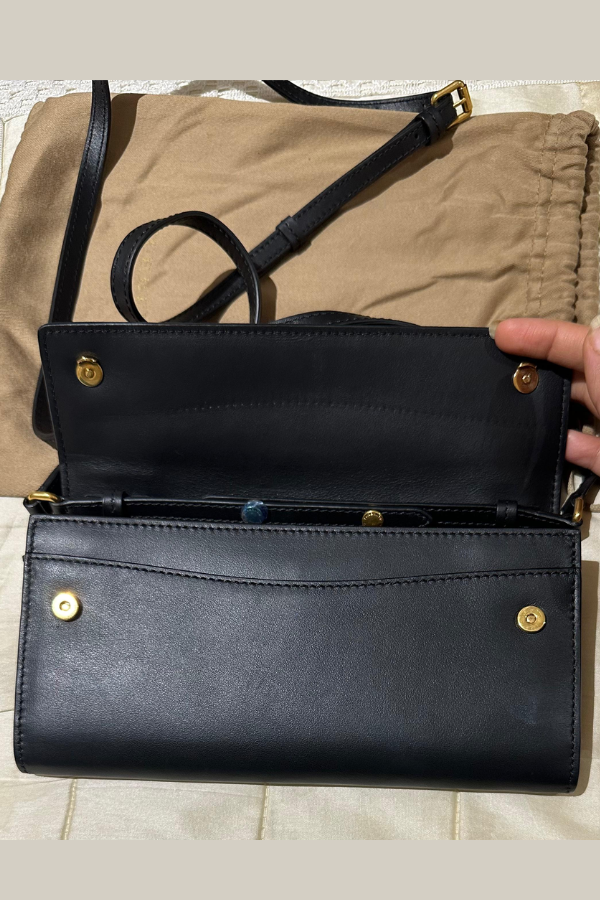 Burberry Henley Wallet on Chain Leather with Vintage Check Canvas