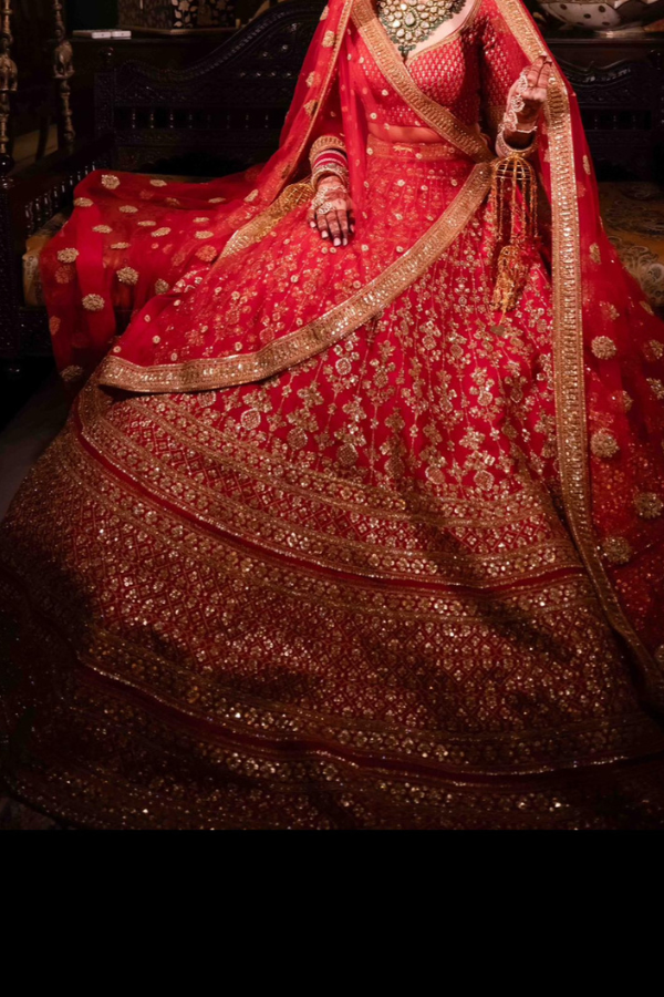 Sabyasachi Red Bridal lehenga Set