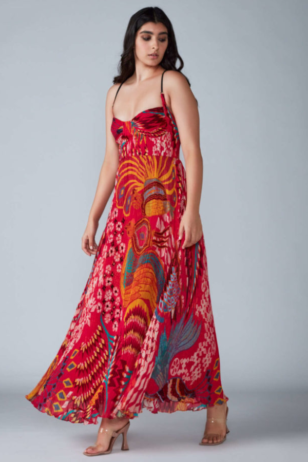 Saaksha Kinni Abstract bird print maxi dress