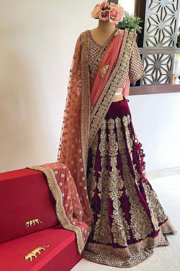 Sabyasachi Velvet Lehenga Set