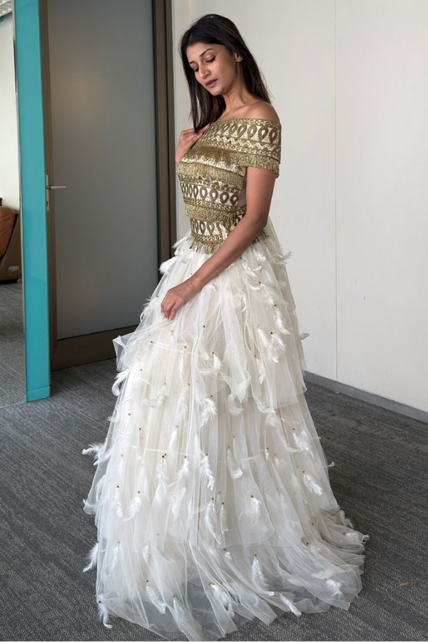 Surily G Off-Shoulder Embellished Gown