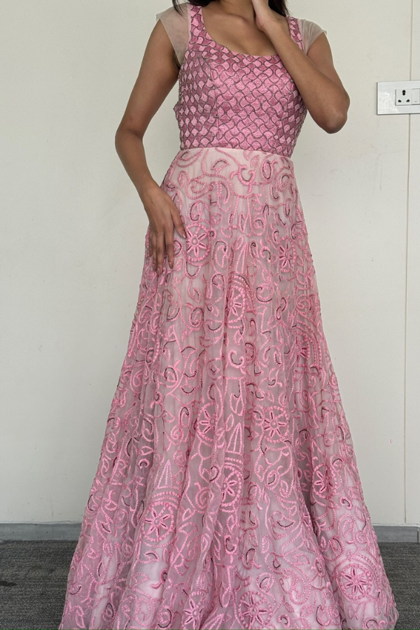Jade By Monika & Karishma Elegant Blush Pink  Gown