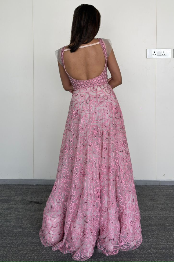 Jade By Monika & Karishma Elegant Blush Pink  Gown