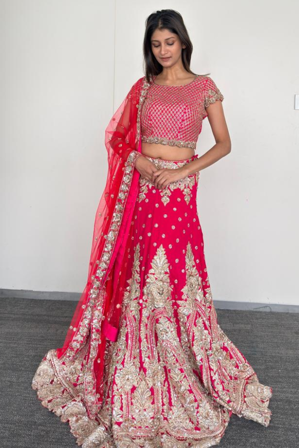 Manish Malhotra Regal Red Bridal Lehenga Set