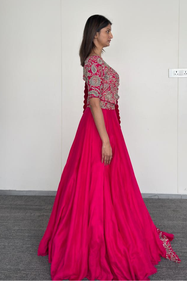 Mrunalini Rao Fuchsia Pink Embroidered Lehenga Set