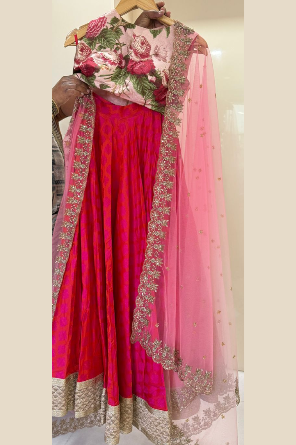 Anushree Reddy Pink Floral Lehenga Set
