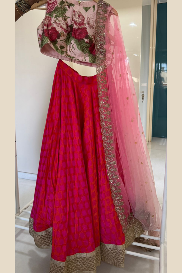 Anushree Reddy Pink Floral Lehenga Set