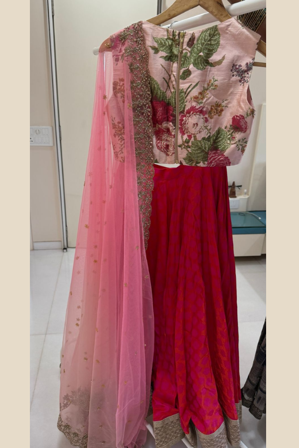 Anushree Reddy Pink Floral Lehenga Set