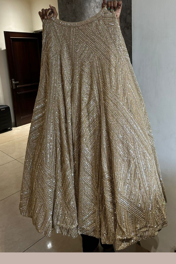 Seema Gujral Gold Sequin Lehenga Set