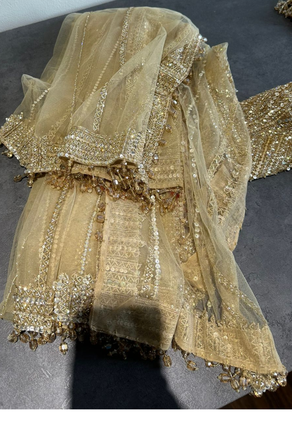 Seema Gujral Gold Sequin Lehenga Set