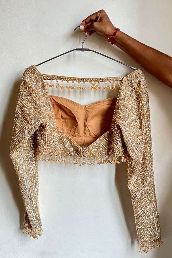 Seema Gujral Gold Sequin Lehenga Set