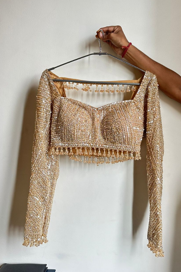 Seema Gujral Gold Sequin Lehenga Set