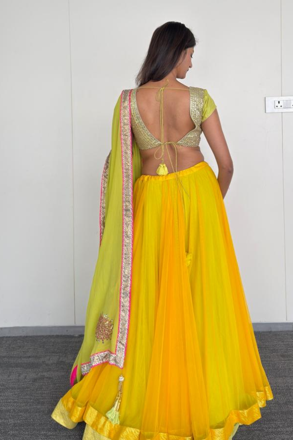 Nikasha Bright Yellow & Lime Green Lehenga Set